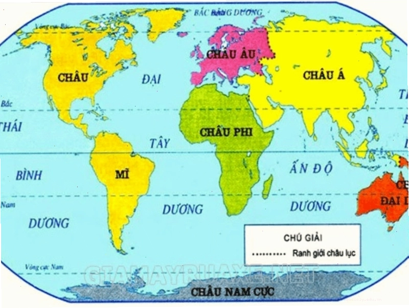 Bản đồ cho thấy châu Mỹ nằm hoàn toàn ở bán cầu Tây