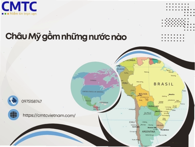 Bản đồ minh họa các quốc gia thuộc khu vực Châu Mỹ