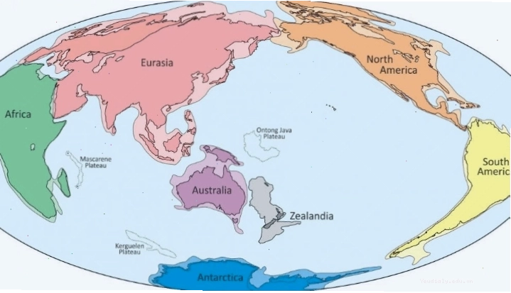 Bản đồ thể hiện vị trí và tên gọi của Thái Bình Dương (Pacific Ocean)