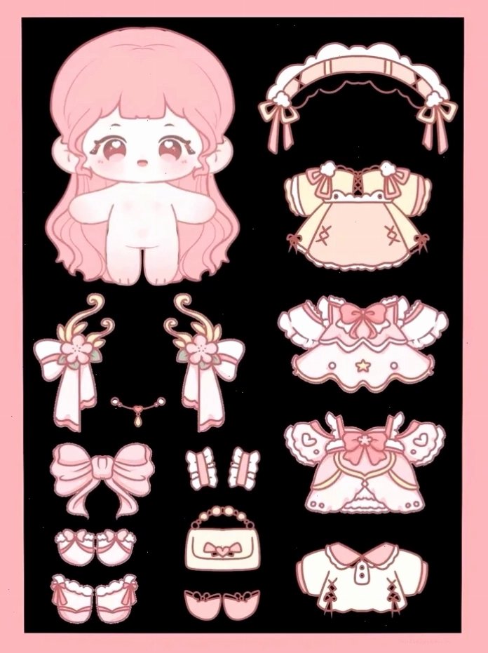 Bộ sưu tập búp bê giấy chibi với nhiều kiểu dáng và màu sắc