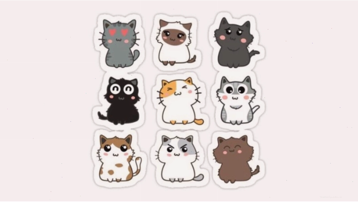 Bộ sưu tập sticker mèo chibi đa dạng biểu cảm