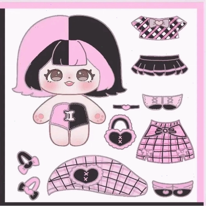 Búp bê bằng giấy chibi có thể tự tô màu