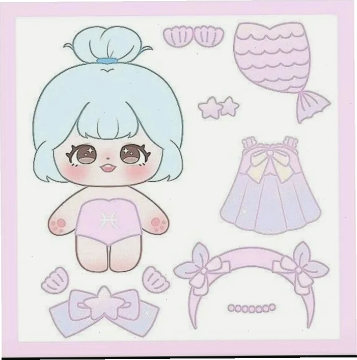 Búp bê giấy anime chibi với nhiều kiểu tóc và trang phục