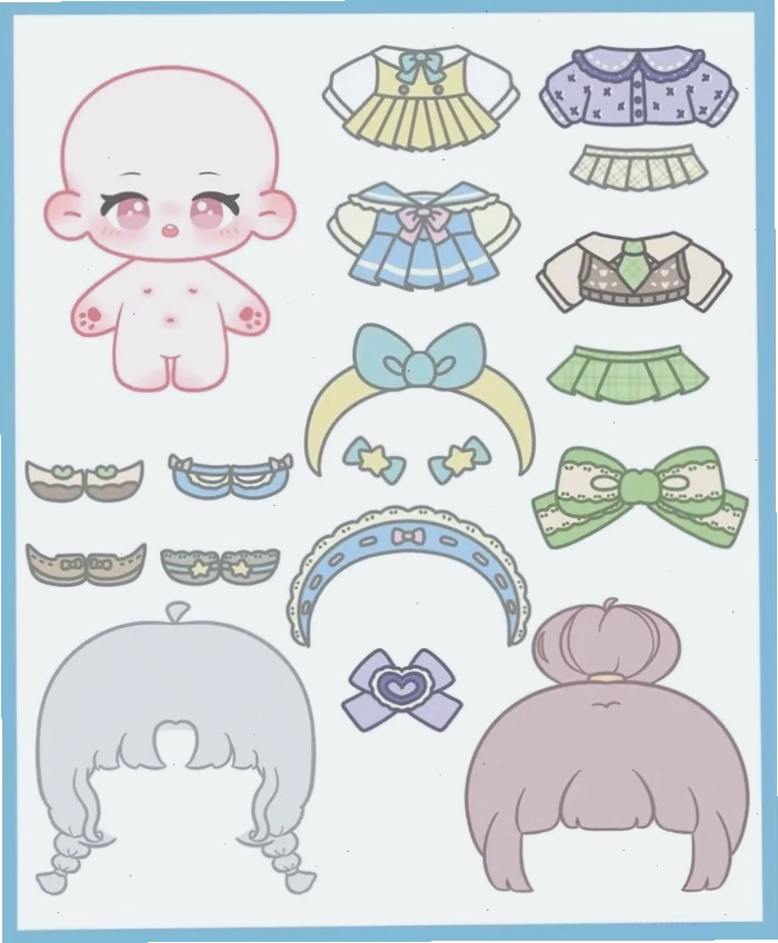 Búp bê giấy chibi phong cách Kawaii dễ thương