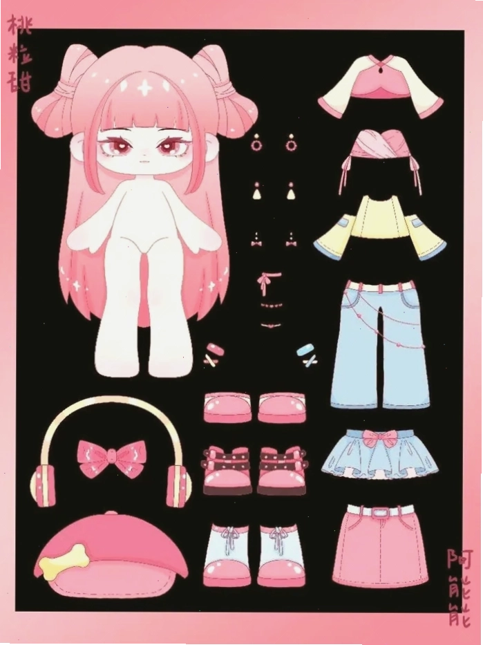 Búp bê giấy chibi với nhiều bộ trang phục có thể thay đổi