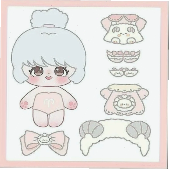 Búp bê giấy chibi với phong cách vẽ đơn giản, dễ thương