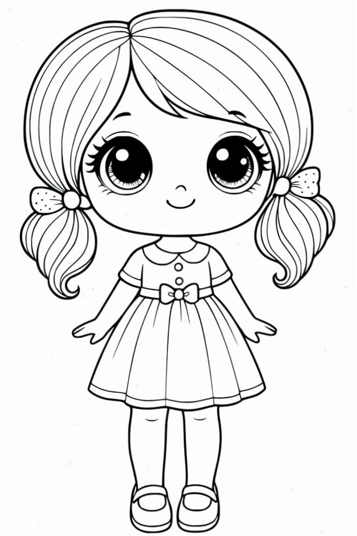 Búp bê giấy tô màu đen trắng đơn giản