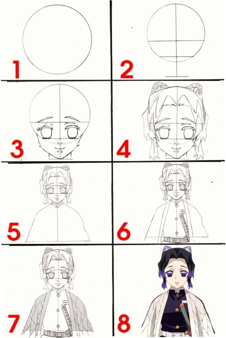 Cách vẽ Shinobu chibi đơn giản