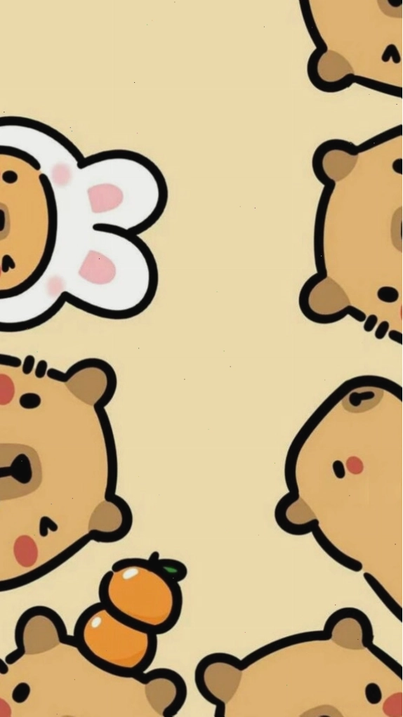 Capybara chibi cười tươi trong vườn hoa