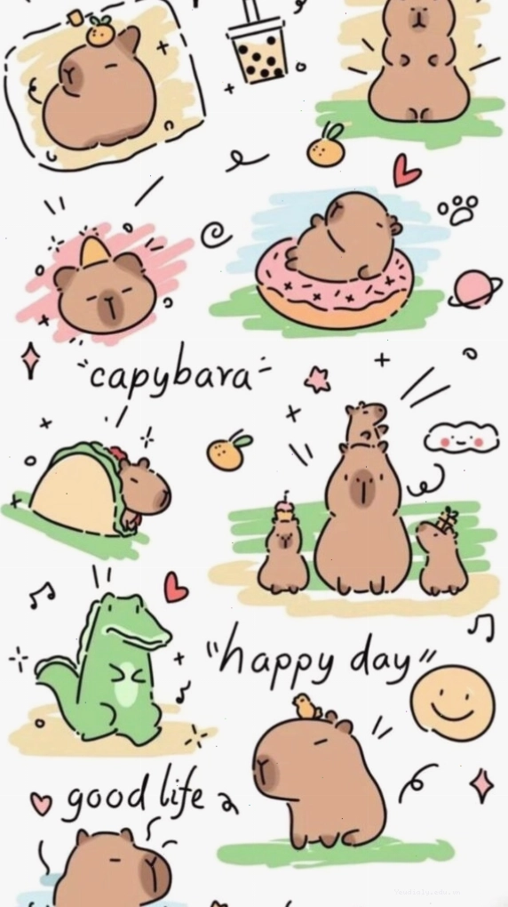 Capybara chibi đang ngủ gật