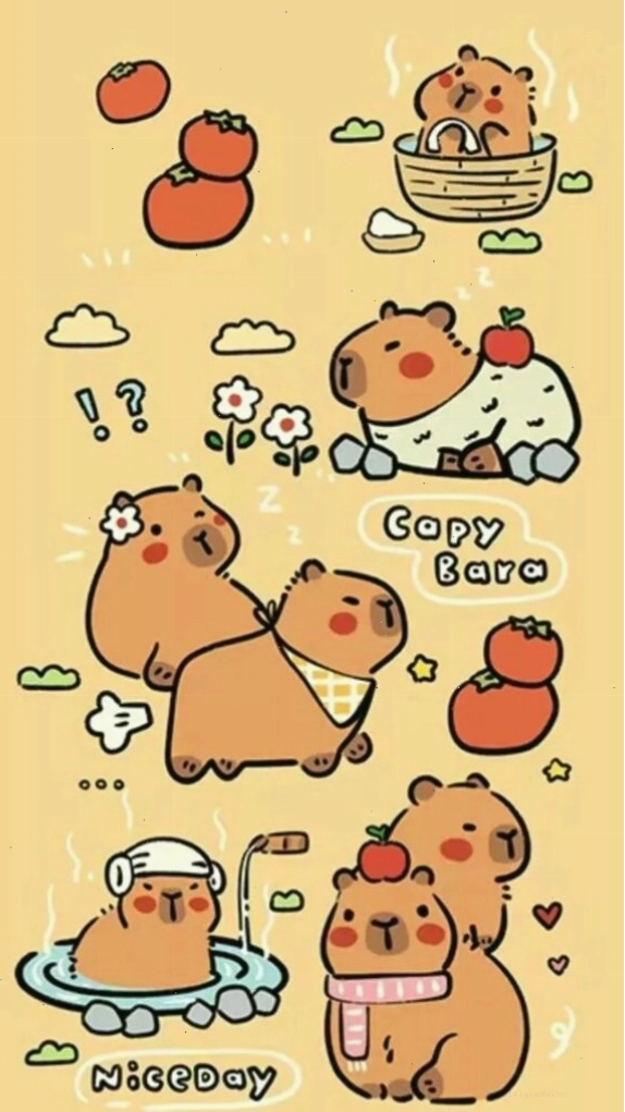 Capybara chibi ôm một bông hoa