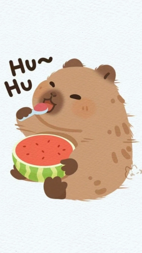 Capybara chibi với chiếc mũ dễ thương