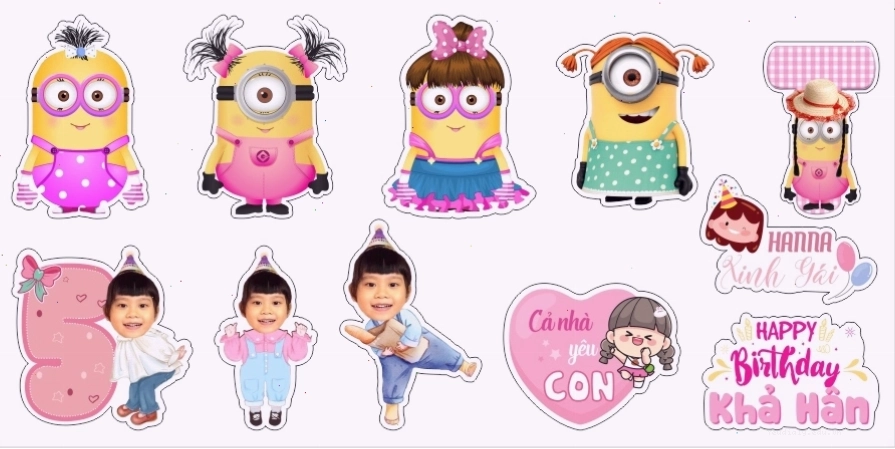 Chibi ghép hình sinh nhật bé trai với bánh kem và nến