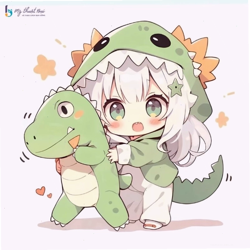 Chibi nữ dễ thương đang đọc sách