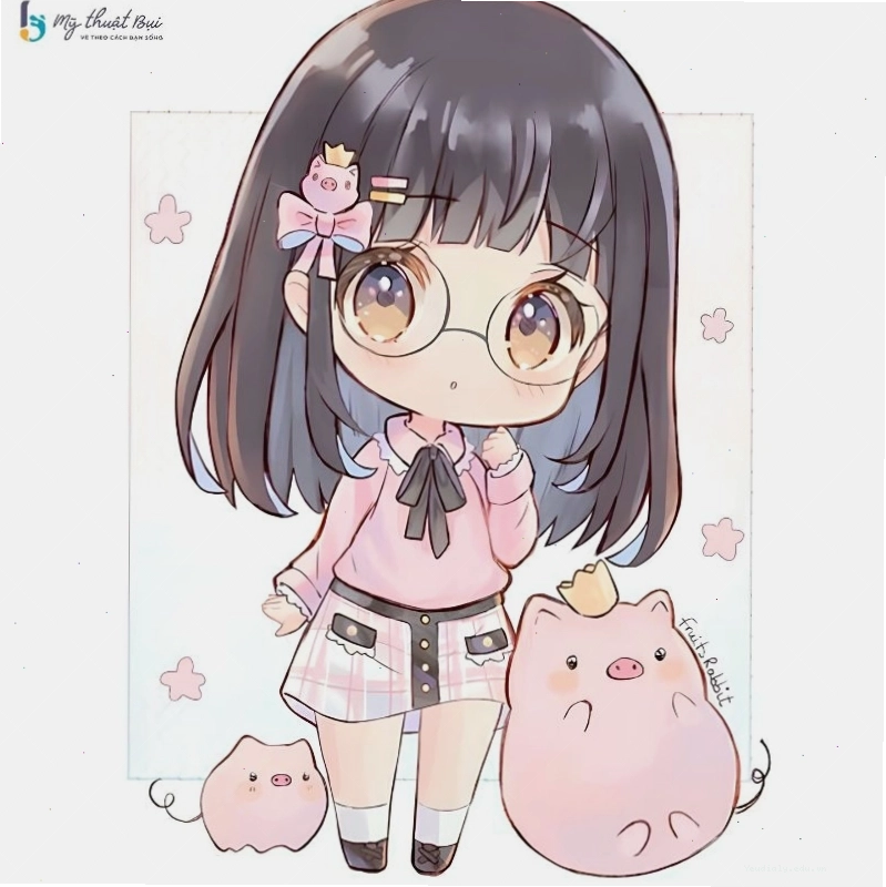 Chibi nữ dễ thương trong trang phục anime