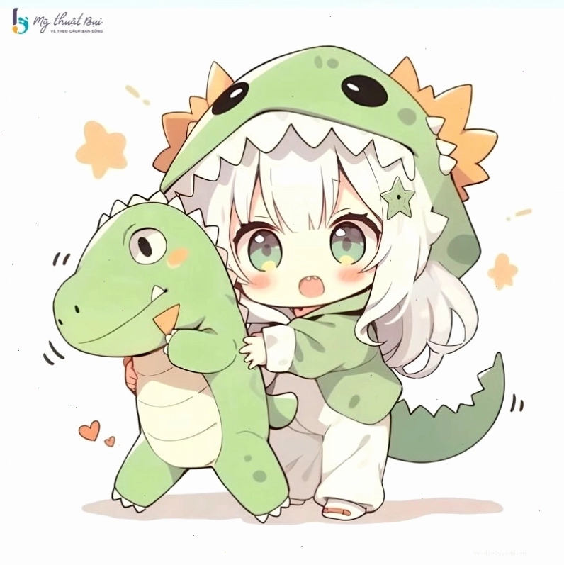 Chibi nữ với phong cách elf tai dài, mang nét huyền bí