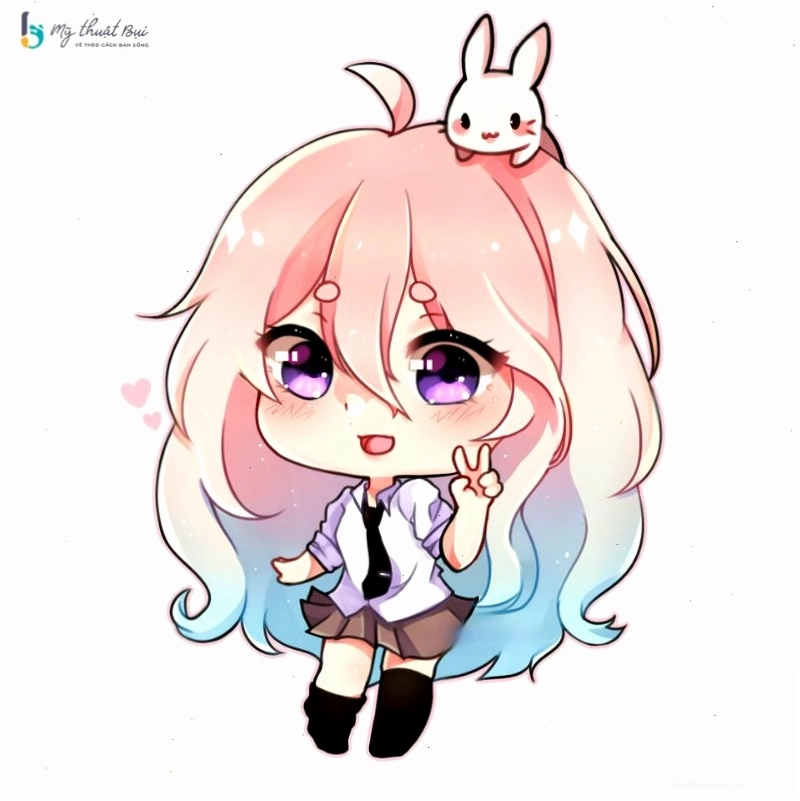Chibi nữ với trang phục mùa đông ấm áp, đeo khăn quàng cổ