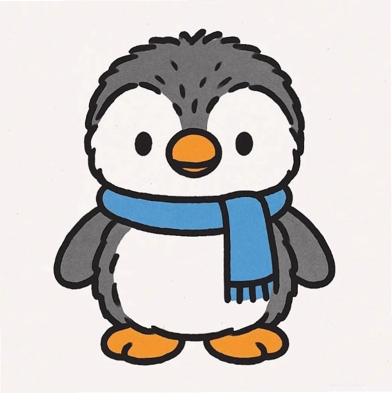 Chim cánh cụt chibi đang khám phá thế giới xung quanh