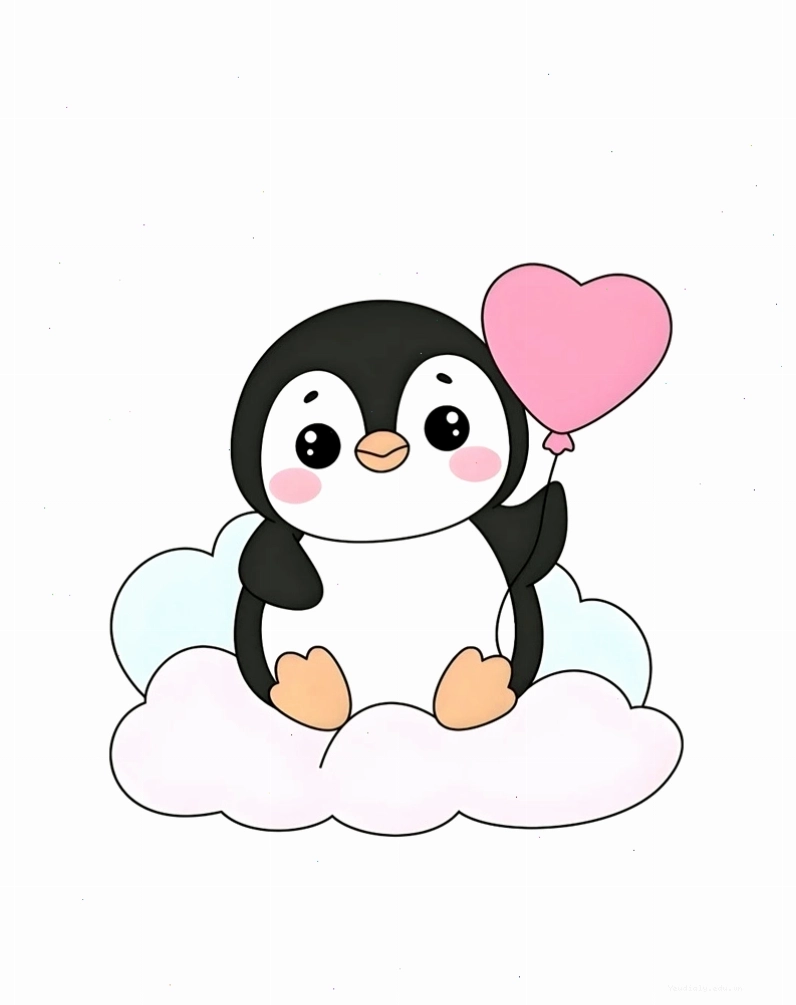 Chim cánh cụt chibi nắm tay nhau thể hiện tình bạn