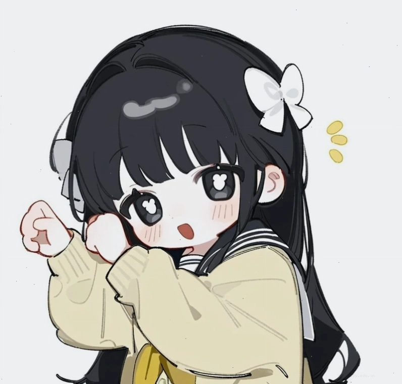 Cô bé chibi cầm bong bóng với biểu cảm thích thú