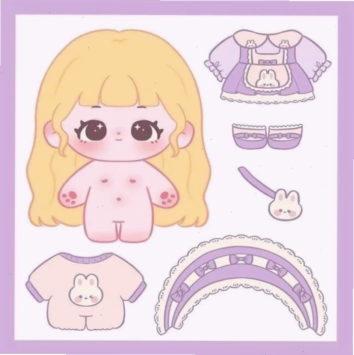 Cô bé chibi với búp bê giấy Yeppug, một hình ảnh ngộ nghĩnh