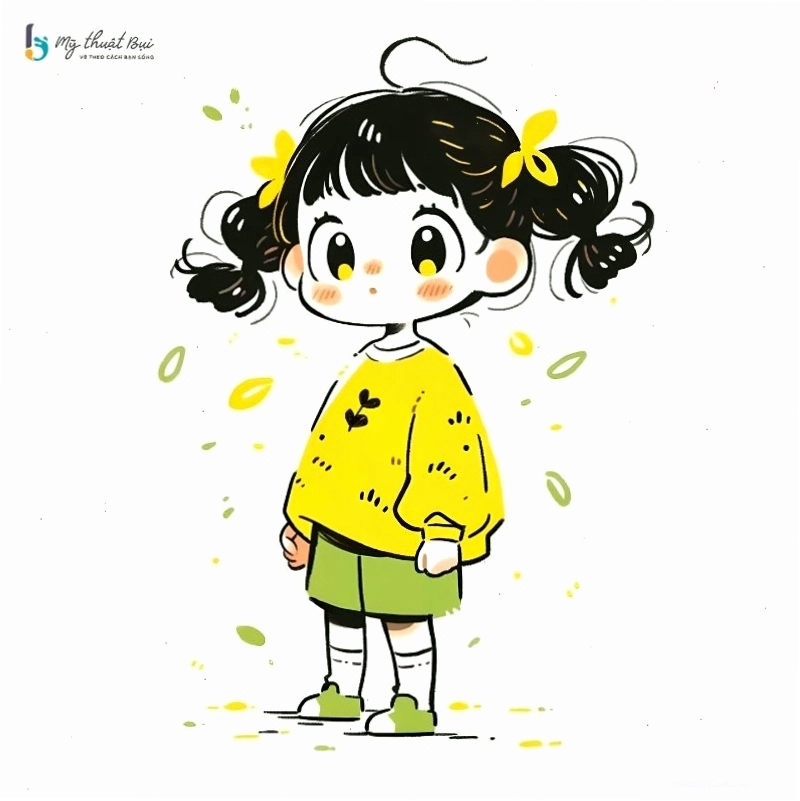 Cô gái chibi dễ thương với mái tóc dài và đôi mắt to tròn long lanh