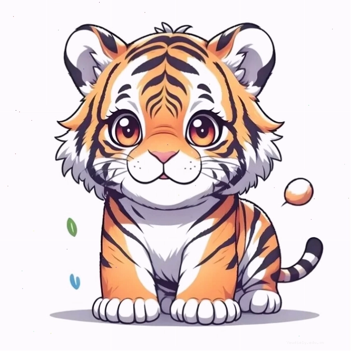 Con hổ cute chibi đang làm động tác đáng yêu