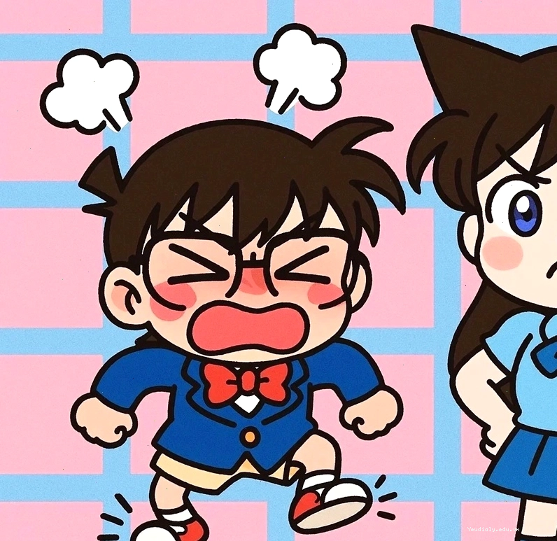 Conan chibi cute với bộ trang phục thám tử