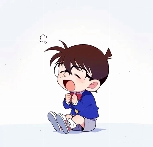 Conan chibi cute với nụ cười rạng rỡ