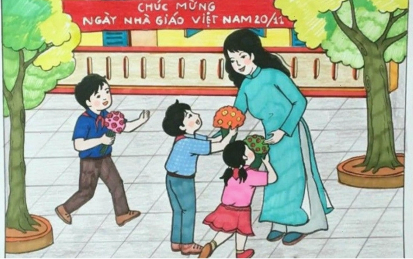 Dìu bước em đi dưới mái trường Chibi