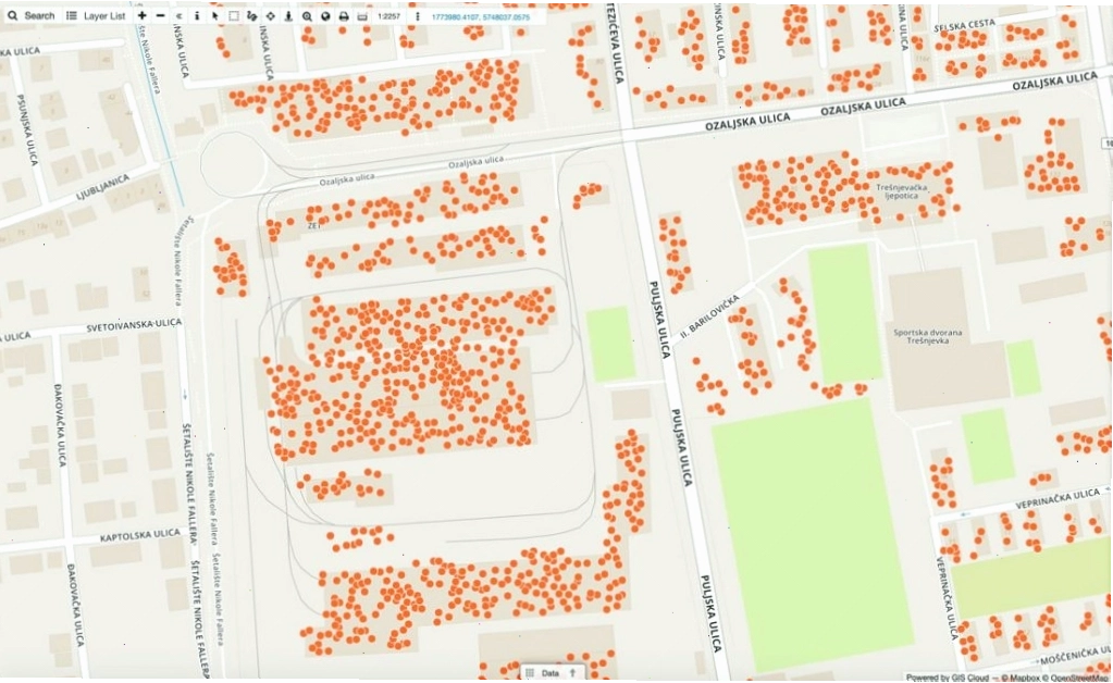 Dot Density Map thể hiện sự phân bố các đối tượng