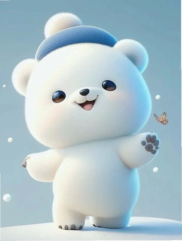 Gấu cute chibi đang ôm tre