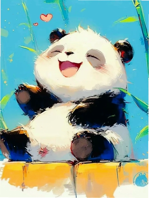 Gấu trúc chibi cute đang nghỉ ngơi