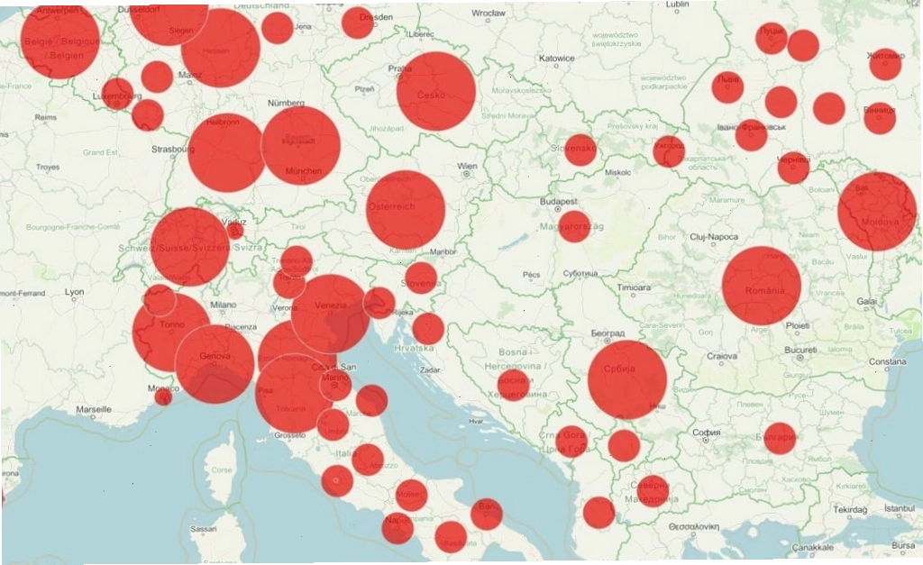 Graduated Symbol Map với kích thước ký hiệu thay đổi theo giá trị