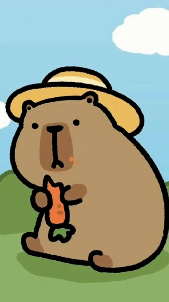 Hai chú capybara chibi ngồi cạnh nhau