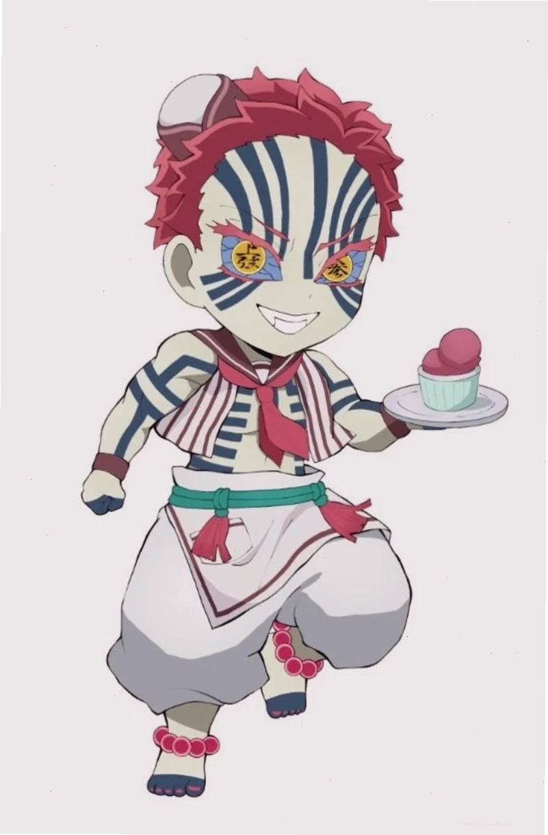 Hình ảnh Akaza chibi với biểu cảm cực kỳ dễ thương