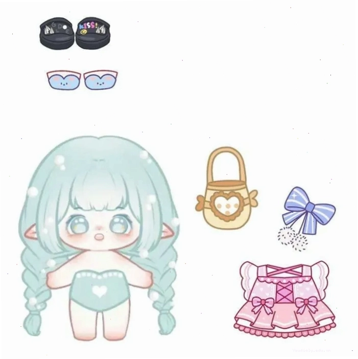 Hình ảnh búp bê giấy chibi theo phong cách anime