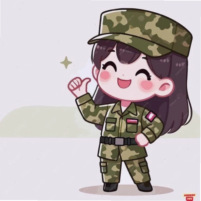 Hình ảnh chibi bộ đội Việt Nam nữ xinh xắn