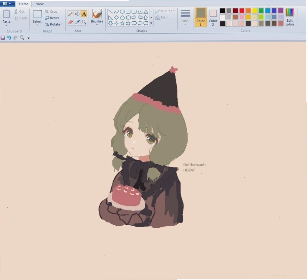 Hình ảnh chibi dễ thương với bánh sinh nhật và nến