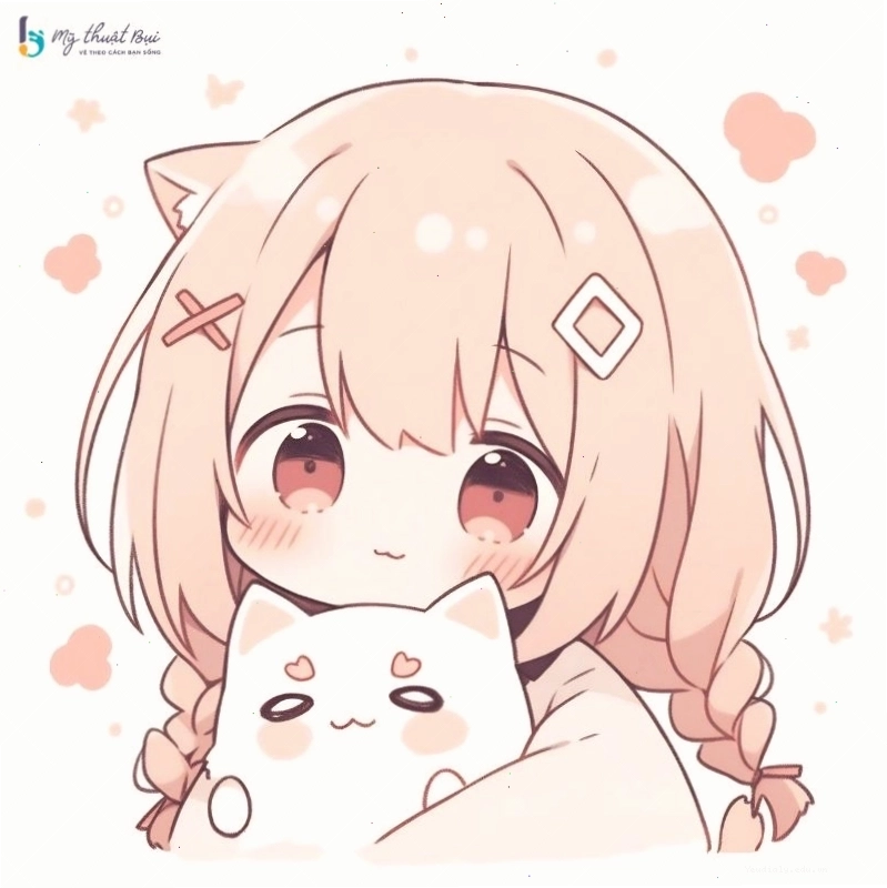 Hình ảnh chibi nữ cute trong trang phục học sinh với cặp sách