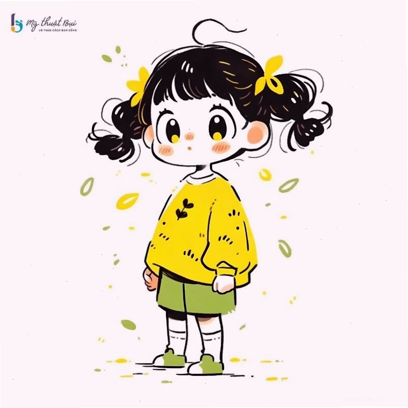 Hình ảnh chibi nữ cute với đôi mắt to tròn và biểu cảm đáng yêu