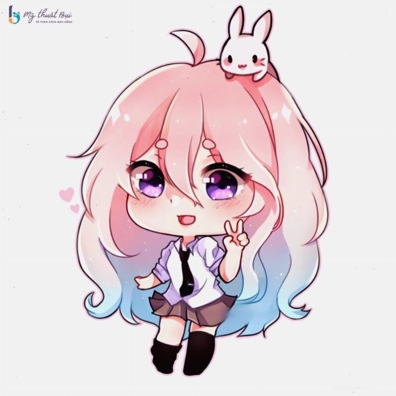 Hình ảnh chibi nữ với trang phục đơn giản, dễ vẽ