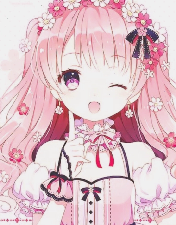 Hình ảnh cô gái anime với mái tóc màu pastel