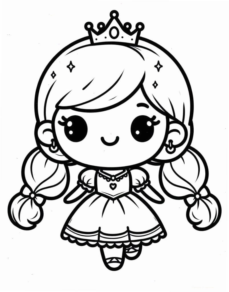 Hình ảnh công chúa chibi dễ thương với đôi mắt to tròn