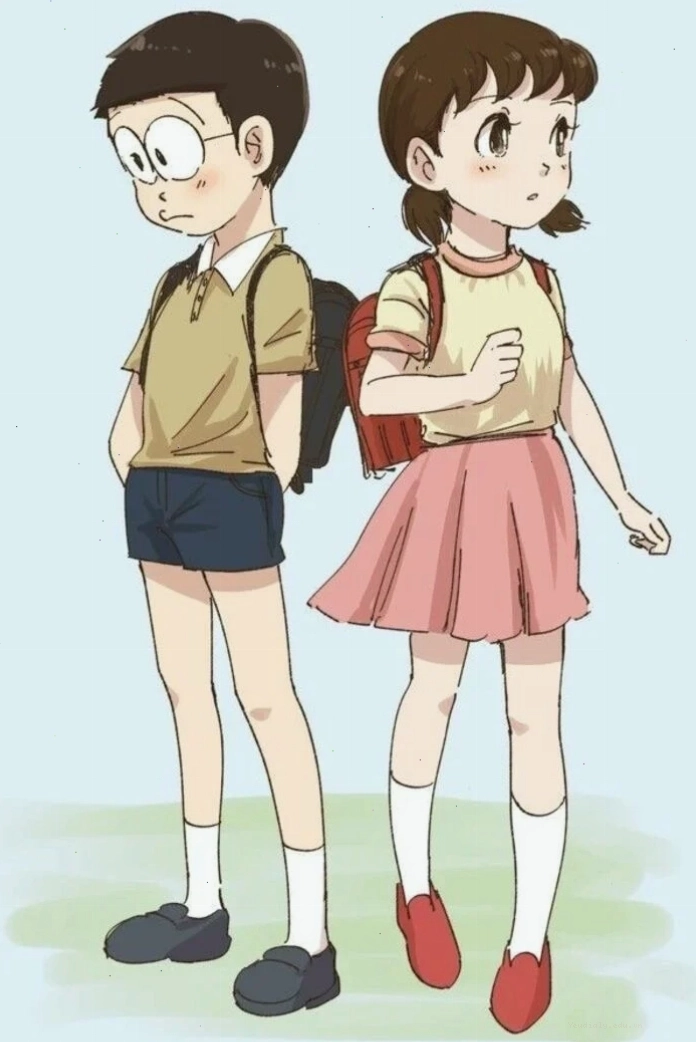 Hình ảnh Shizuka và Nobita phiên bản chibi