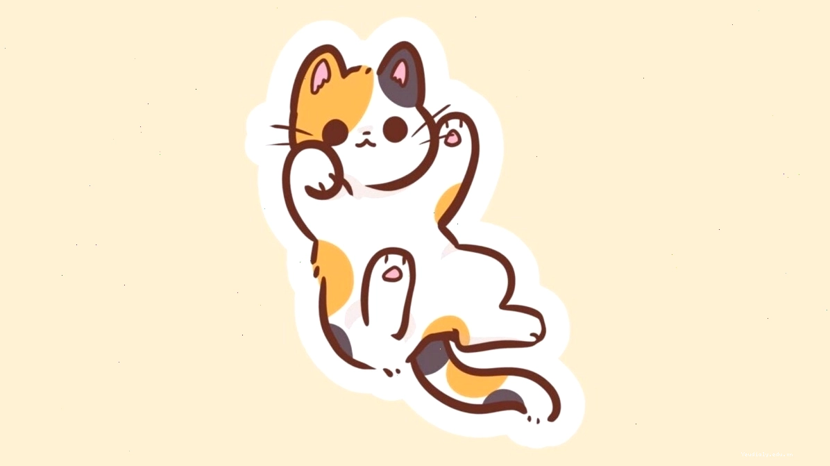 Hình ảnh sticker mèo chibi dễ thương với đôi mắt to tròn