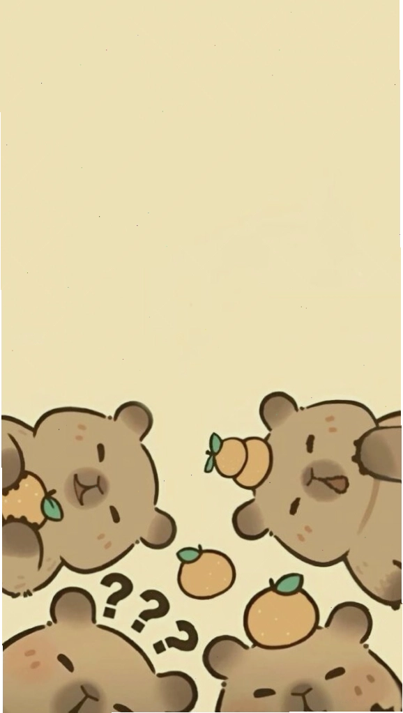 Hình capybara chibi cute đang ngồi thư giãn