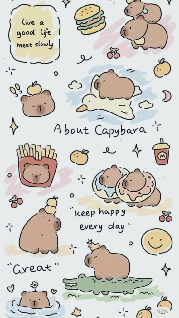 Hình capybara chibi đơn giản, dễ vẽ