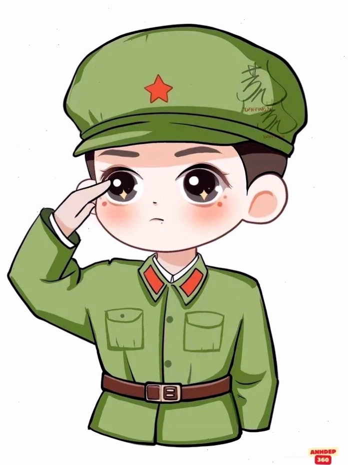 Hình chibi bộ đội Việt Nam nghiêm túc