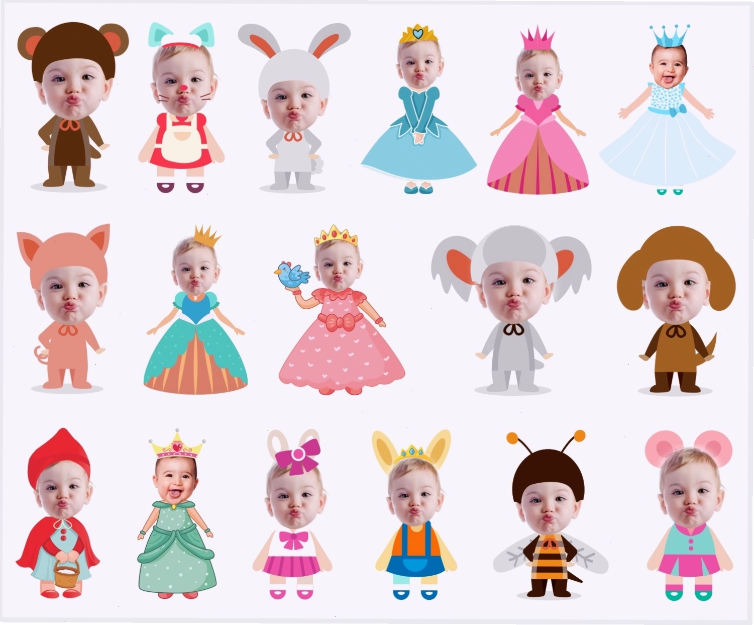 Hình chibi ghép mặt đáng yêu cho bé gái trong ngày sinh nhật